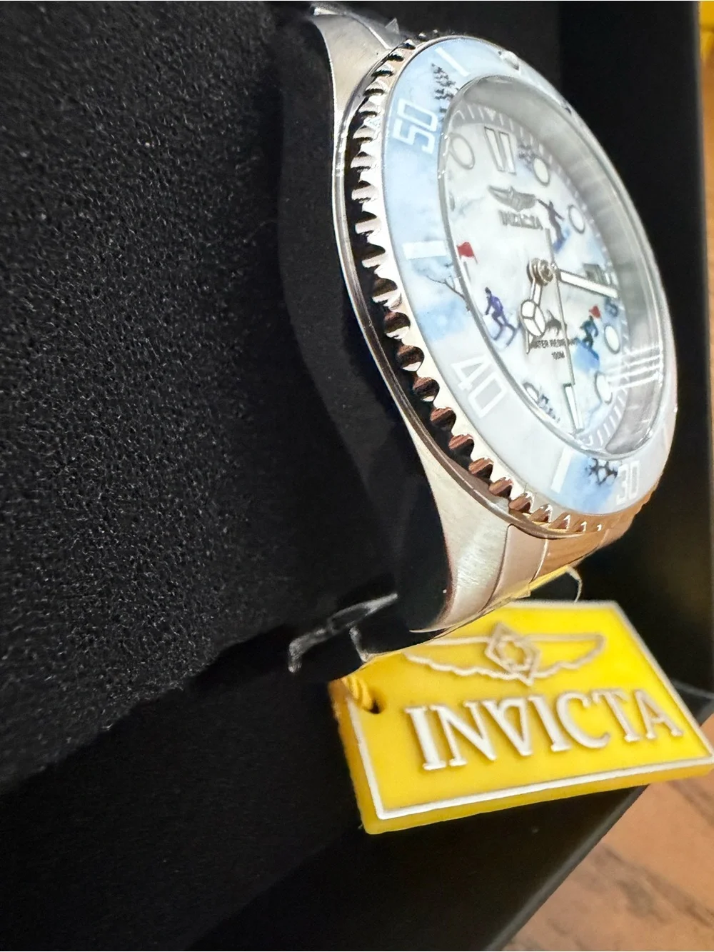 Invicta ProDiver Silver Watch with White Ski-Themed Dial
